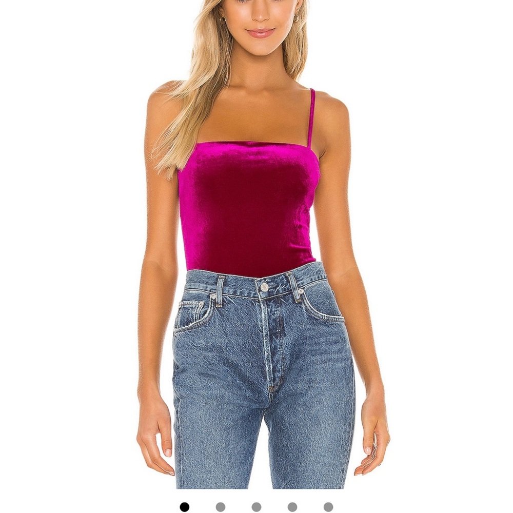 Lovers + Friends Pink Velvet Bodysuit